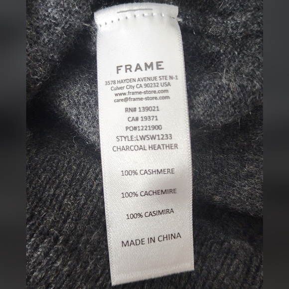 FRAME Ruched Sleeve Cashmere Sweater Top | LARGE - Picture 12 of 12